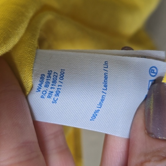 Boden Bright Yellow Chartreuse Linen Long Sleeve Blouse 4p - Picture 8 of 9